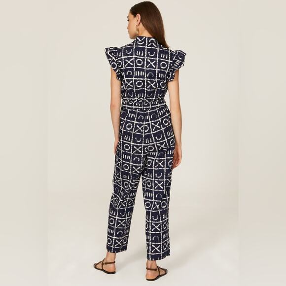 Busayo Collective x Rent the Runway Ruffle Jumpsuit Navy Blue XO Size 6 - Picture 2 of 10